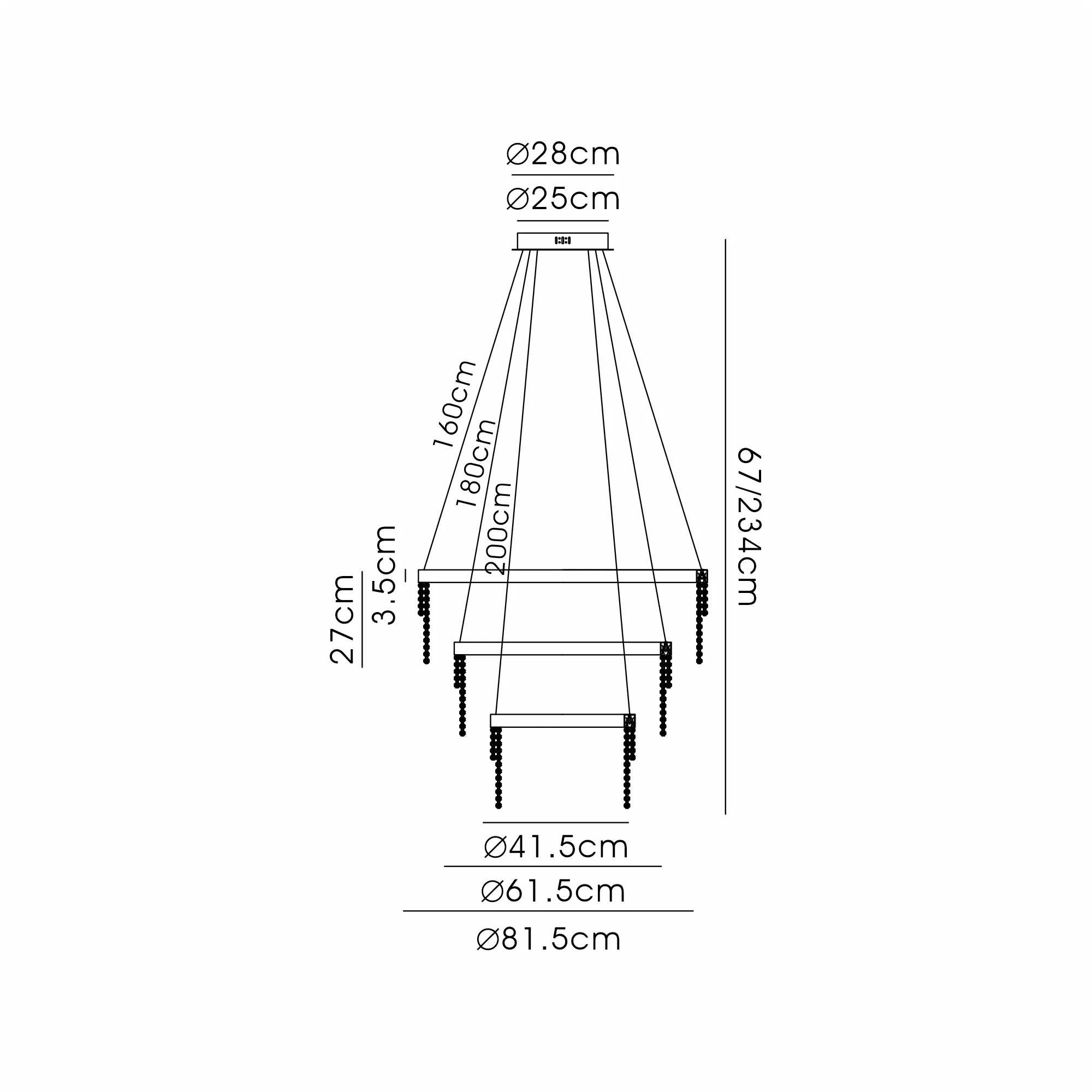 Bano Polished Chrome Crystal Ceiling Lights Diyas Tiered Crystal Fittings